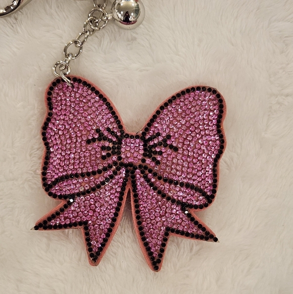 Pink Rhinestone Bow Keychain Bag Chain - Picture 2 of 3